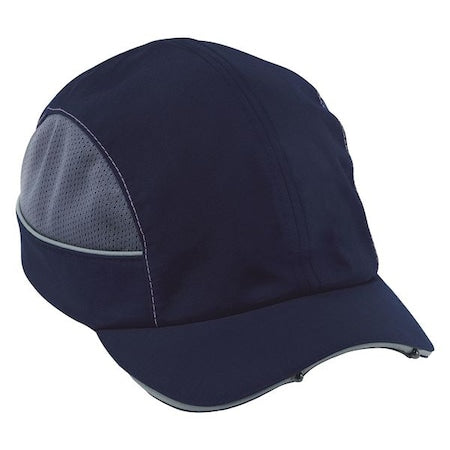 Bump Cap, Long Brim Baseball, ABS, Hook-and-Loop Suspension, Navy, Fits Hat Size One Size Fits Most
