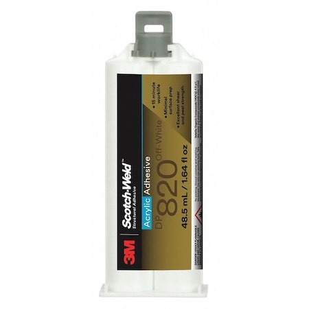 Epoxy Adhesive, DP820 Series, Off White, Dual-Cartridge, 1:01 Mix Ratio, 40 min Functional Cure