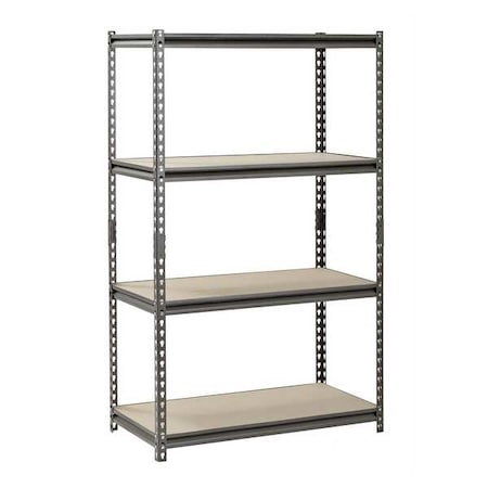 Freestanding Bulk Storage Rack, 18 in D, 36 in W, 4 Shelves, Silver Vein