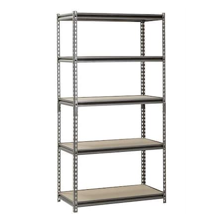 Freestanding Bulk Storage Rack, 18 in D, 36 in W, 5 Shelves, Silver Vein