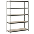 Freestanding Bulk Storage Rack, 18 in D, 48 in W, 5 Shelves, Silver Vein