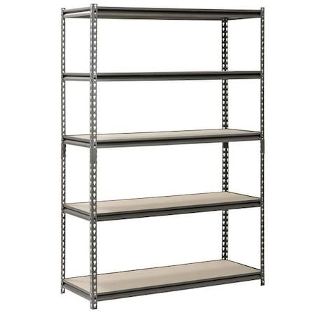 Freestanding Bulk Storage Rack, 18 in D, 48 in W, 5 Shelves, Silver Vein