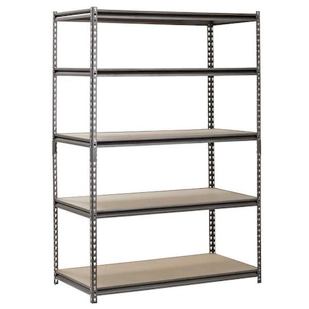 Freestanding Bulk Storage Rack, 24 in D, 48 in W, 5 Shelves, Silver Vein