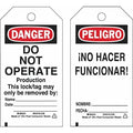 Lockout Tag, Danger/Peligro, Polyester, 3 in Width, 5 3/4 in Height, Write On Surface: Yes