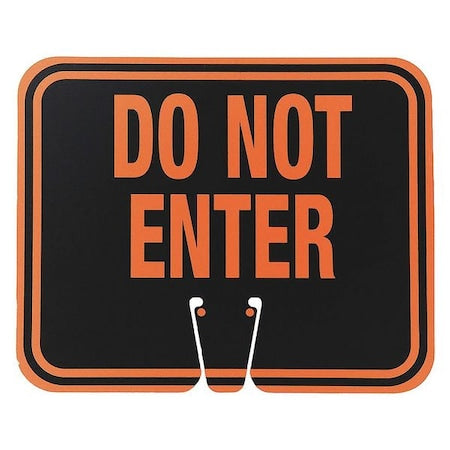 Traffic Cone Sign, ABS Plastic, 10 1/2 in Height, 12 1/2 in Length, 1 lb, Orange/Black