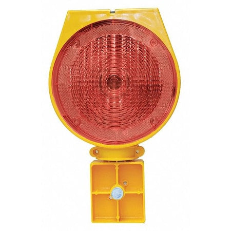 Solar Barricade Light, 7 in Lens Dia., 13 3/8 in Height, Polycarbonate Lens, Solar, LED, 65 FPM
