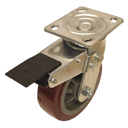 NSF-Listed Plate Caster, 770 lb. Ld Rating, Roller