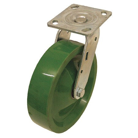 Plate Caster, Swivel, Polyurethane, 9 1/2"H