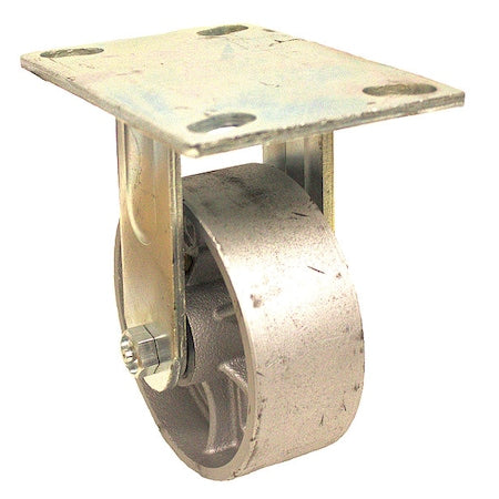 Plate Caster, Rigid, Iron, 6 1/2"H