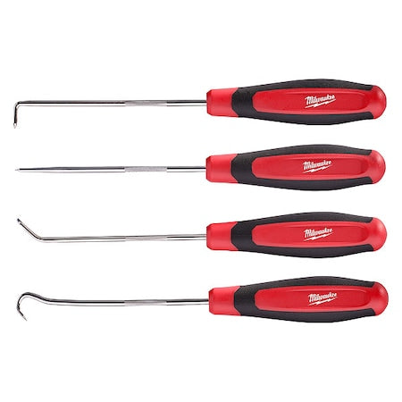 Hook and Pick Set, 8 5/16 in L, Steel, Includes Storage Tray, 4 pc