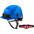 Safety Helmet and Headlamp, Polycarbonate, Swinging Ratchet, Blue