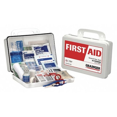 First Aid Kit and Housing, Plastic 70 Components, 25 People Served