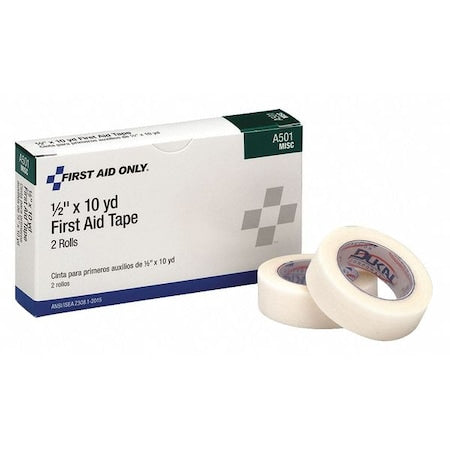 First Aid Tape, Wt, Cloth, 1/2" Wx10 yd. L, PK2