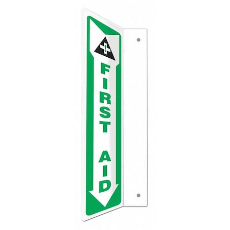 FIRST AID, 4 in W x 18 in H, L-Shape Projection, PETG, 480W55