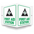 FIRST AID STATION, 8 1/2 in W x 6 in H, V-Shape Projection, PETG, 480Y37