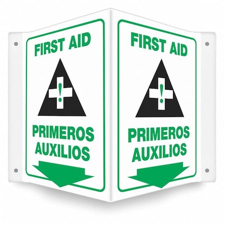 FIRST AID/PRIMEROS AUXILIOS, 14 in W x 12 in H, V-Shape Projection, PETG, 480Y38