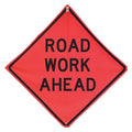 Road Work Ahead Traffic Sign, 36 in Height, 36 in Width, Polyester, PVC, Diamond, English