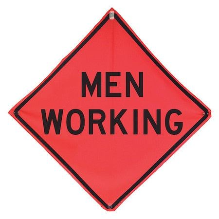 Men Working Traffic Sign, 48 in Height, 48 in Width, Polyester, PVC, Diamond, English
