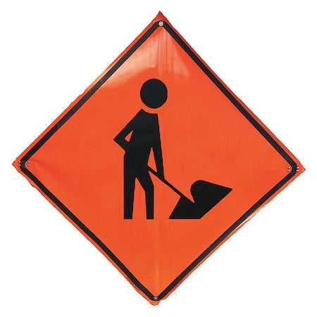 Workers Ahead Traffic Sign, 36 in H, 36 in W, Vinyl, Diamond, No Text, 1UBP4