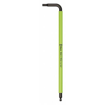Plain L Key Hex Key, 3/32 in Tip Size, 4 7/16 in Long, 4 7/16 in Short