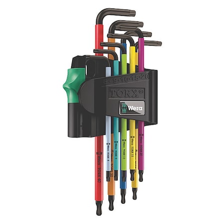 Torx Key Set, L Shape, 3 in to 5 3/8 in