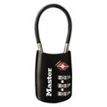 Combination Padlock, 1 2/3 in, Oval, Black