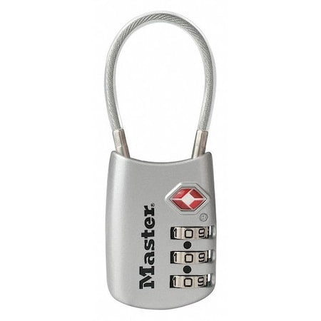 Combination Padlock, 1 2/3 in, Oval, Silver