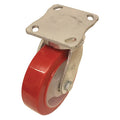 Plate Caster, 660 lb. Ld Rating, Red Wheel