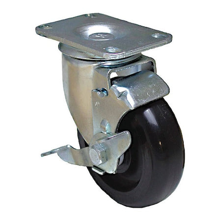 NSF-Listed Plate Caster, 275 lb. Ld Rating, Bk Wheel