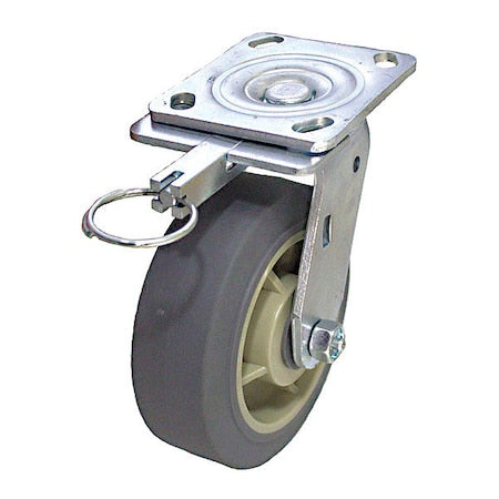 Plate Caster, Swivel, Rubber, 7 1/2"H