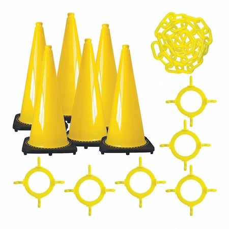 Traffic Cone Kit, Yellow, 50 ft Length, Gloss