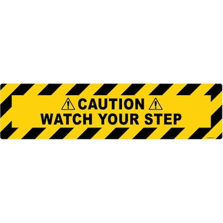Floor Sign, 6 in H, 24 in W, Vinyl, Horizontal Rectangle, English, FS-624-617
