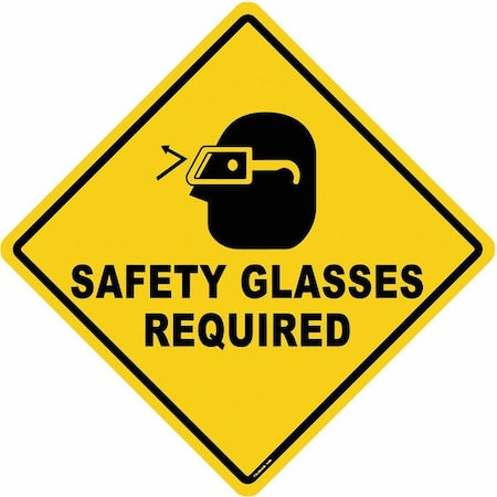 Anti-Slip Floor Sign, 17 in H, 17 in W, Vinyl, Diamond, English, FS-DIAM-508