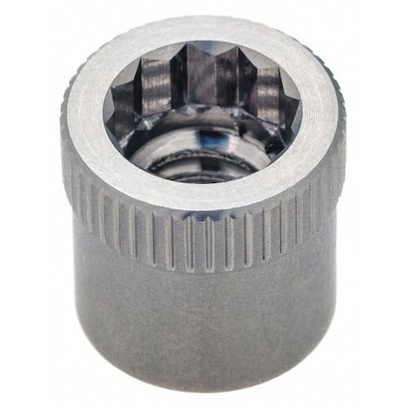 Nut Insert, 1/4""-28 Thrd Sz, 27/64 in L, Round, Stainless Steel, Plain