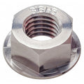 Flange Nut, 1/4"-20, 316 Stainless Steel, 316 H5, Plain, 1/2 in Hex Wd, 5/16 in Hex Ht