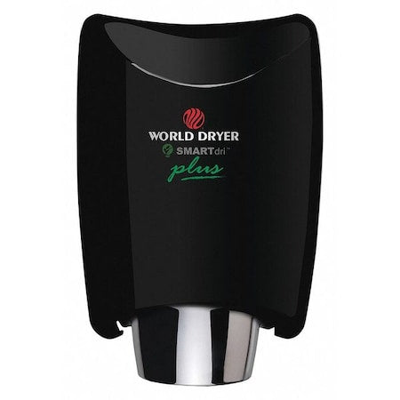 Automatic Hand Dryer, 8 sec Dry, 80, 110 to 120V AC, Black, Gloss