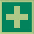(FIRST AID SYMBOL), 6 in W x 6 in H, Square, Vinyl, 486G01
