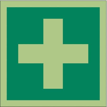 (FIRST AID SYMBOL), 6 in W x 6 in H, Square, Vinyl, 486G01