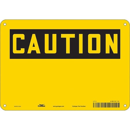 Caution Sign, 10" W, 7" H, English, Plastic, Yellow