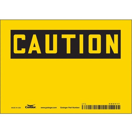 Caution Sign, 7" W, 5" H, English, Vinyl, Yellow