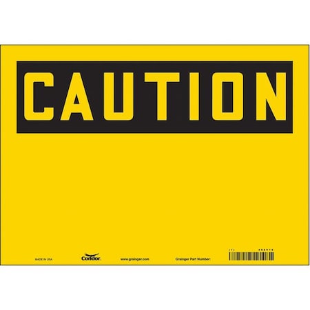 Caution Sign, 14" W, 10" H, English, Vinyl, Yellow