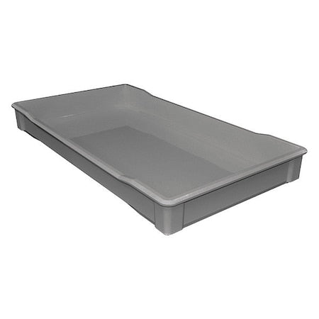Stackable Storage Container, 9.3 gal, 35-3/4 in L x 19-3/4 in W x 3-3/4 in H, Gray