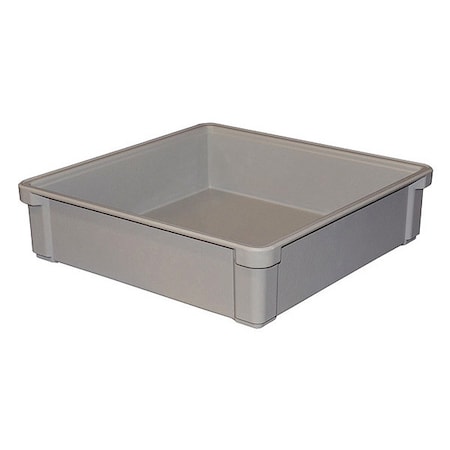 Stackable Storage Container, 4.7 gal, 17-1/2 in L x 17-1/2 in W x 4-1/2 in H, Gray
