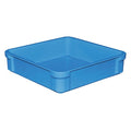 Stackable Storage Container, 2.4 gal, 14-3/4 in L x 14-3/8 in W x 3-1/2 in H, Blue