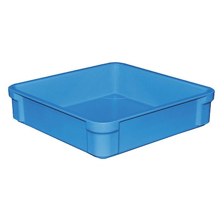 Stackable Storage Container, 2.4 gal, 14-3/4 in L x 14-3/8 in W x 3-1/2 in H, Blue