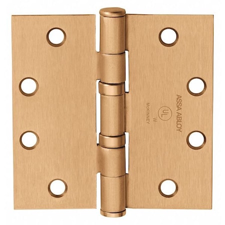 Butt Hinge, Steel, Flush Mounting, 1 11/16 in Leaf W x 4 in Leaf H, Satin Bronze