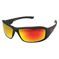 Brazeau Torque, Safety Glasses, Anti-Scratch, Red Mirror Lens, Black/Red Frame, Full-Frame