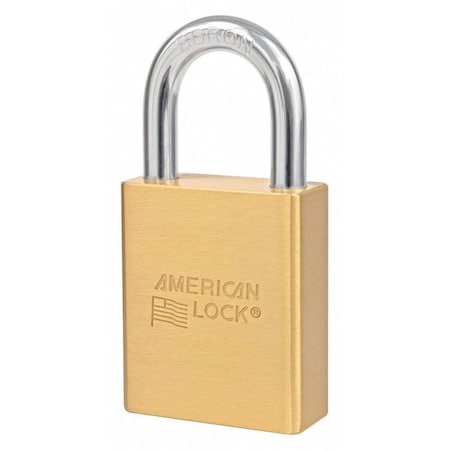 Padlock, Keyed Alike, Standard Shackle, Rectangular Brass Body, Boron Shackle, 7/8 in W