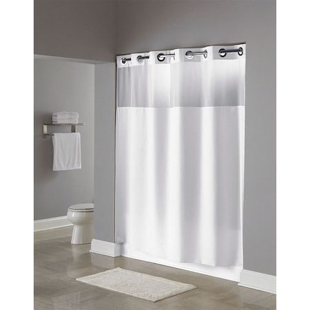 Shower Curtain, Polyester, White, 71 in W, 77 in L
