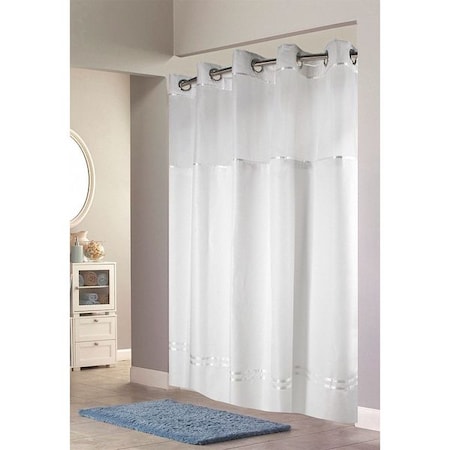 Shower Curtain, Plastic, White, 71 in W, 74 in L